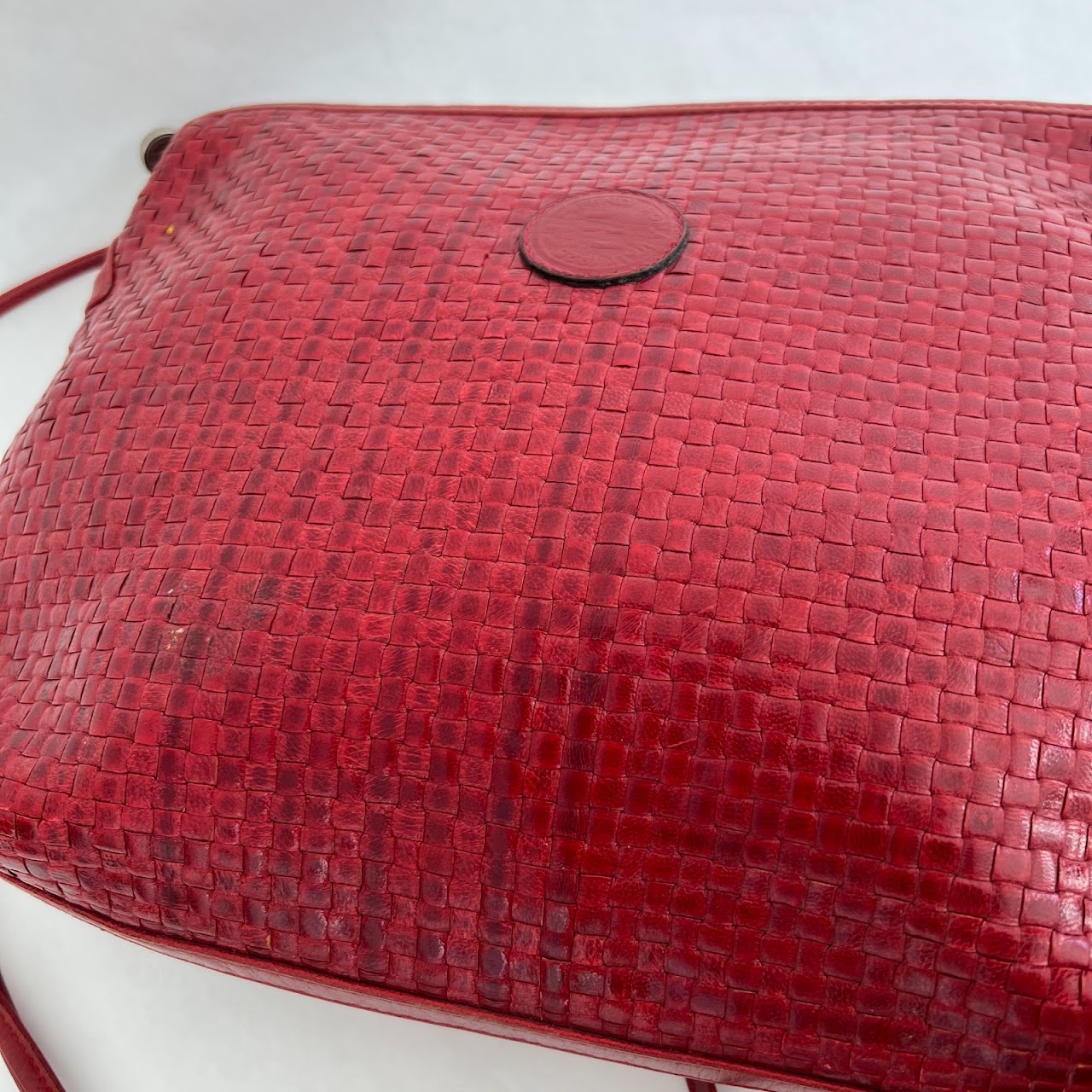 Fendi Red Woven Leather Shoulder Bag