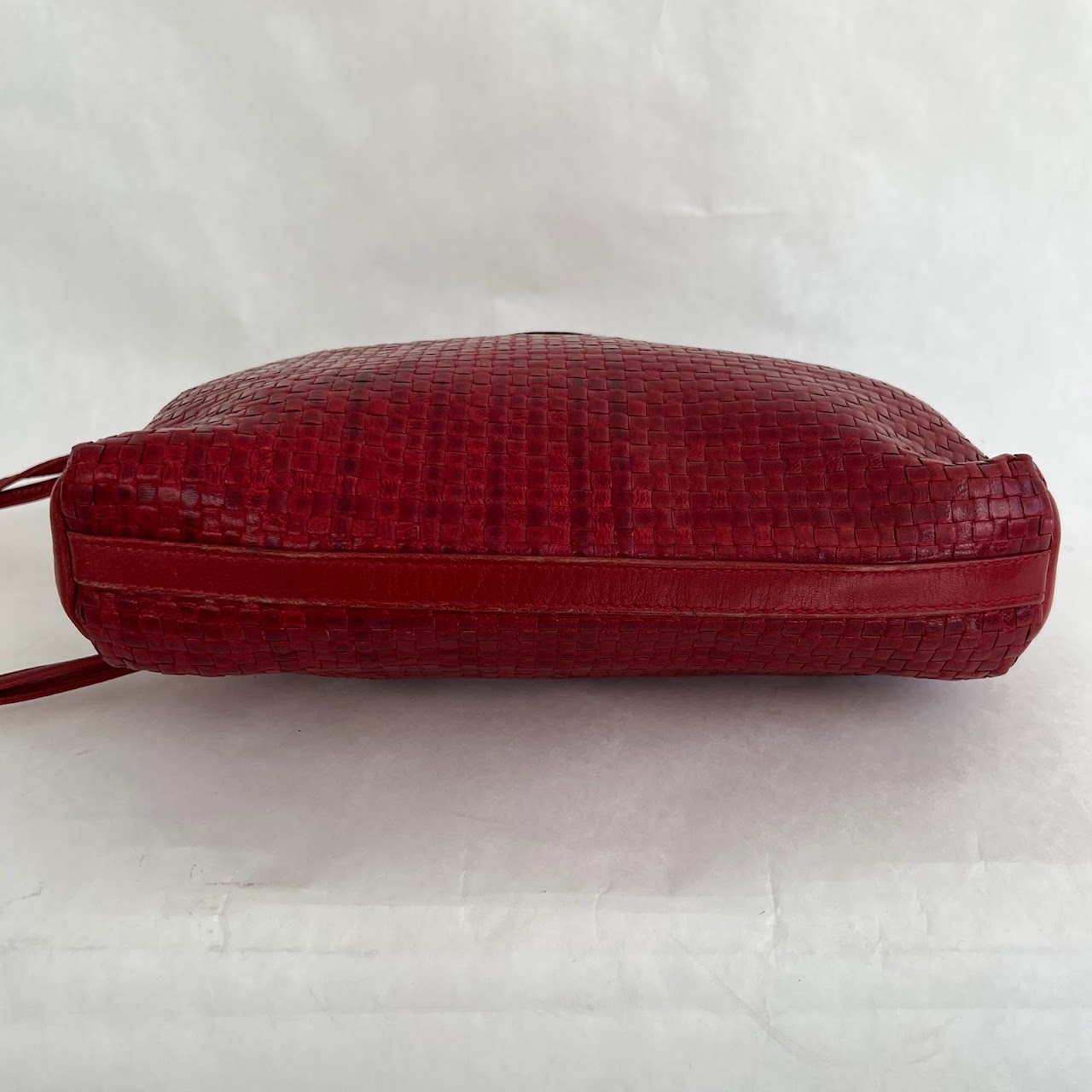 Fendi Red Woven Leather Shoulder Bag