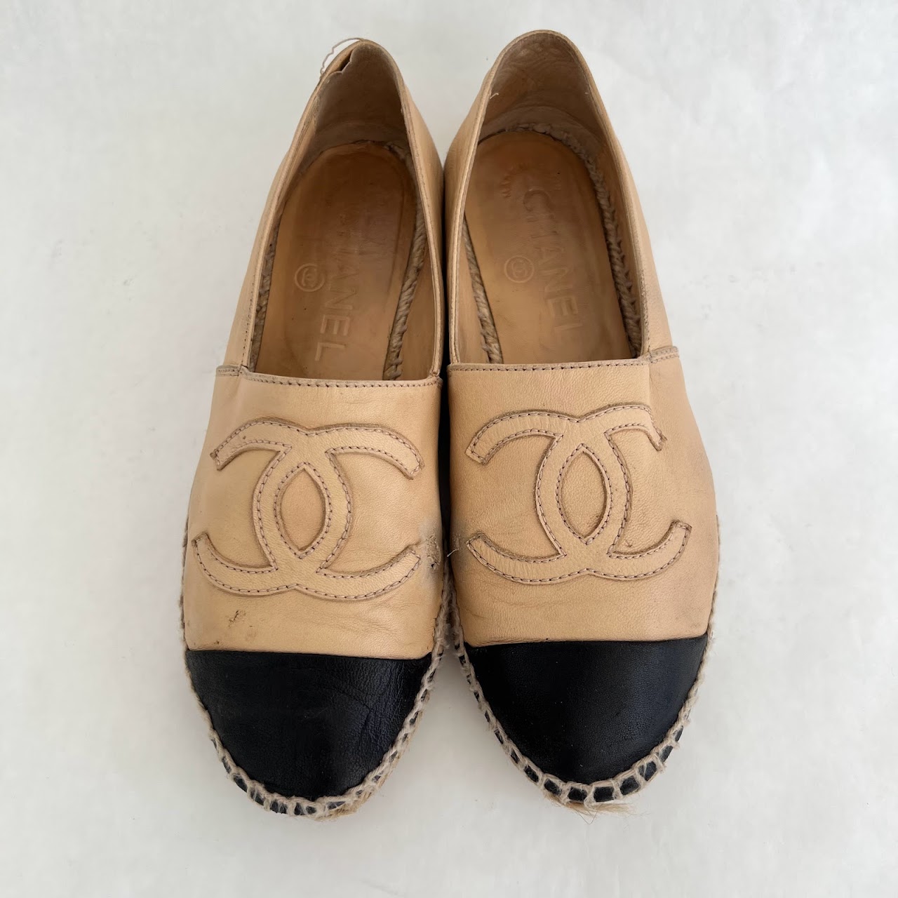 Chanel Beige & Black Espadrilles