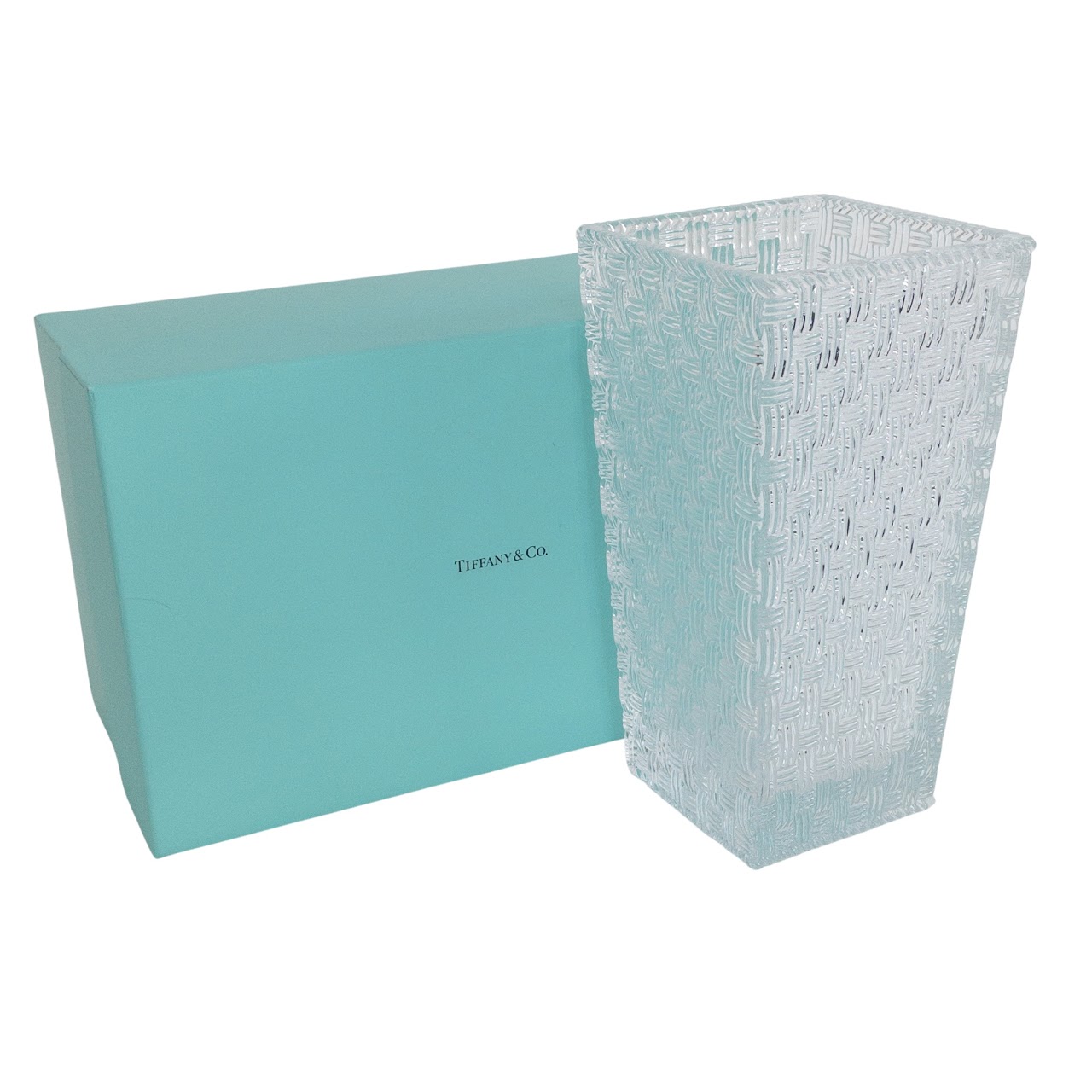 Tiffany & Co. Crystal Basket Weave Vase