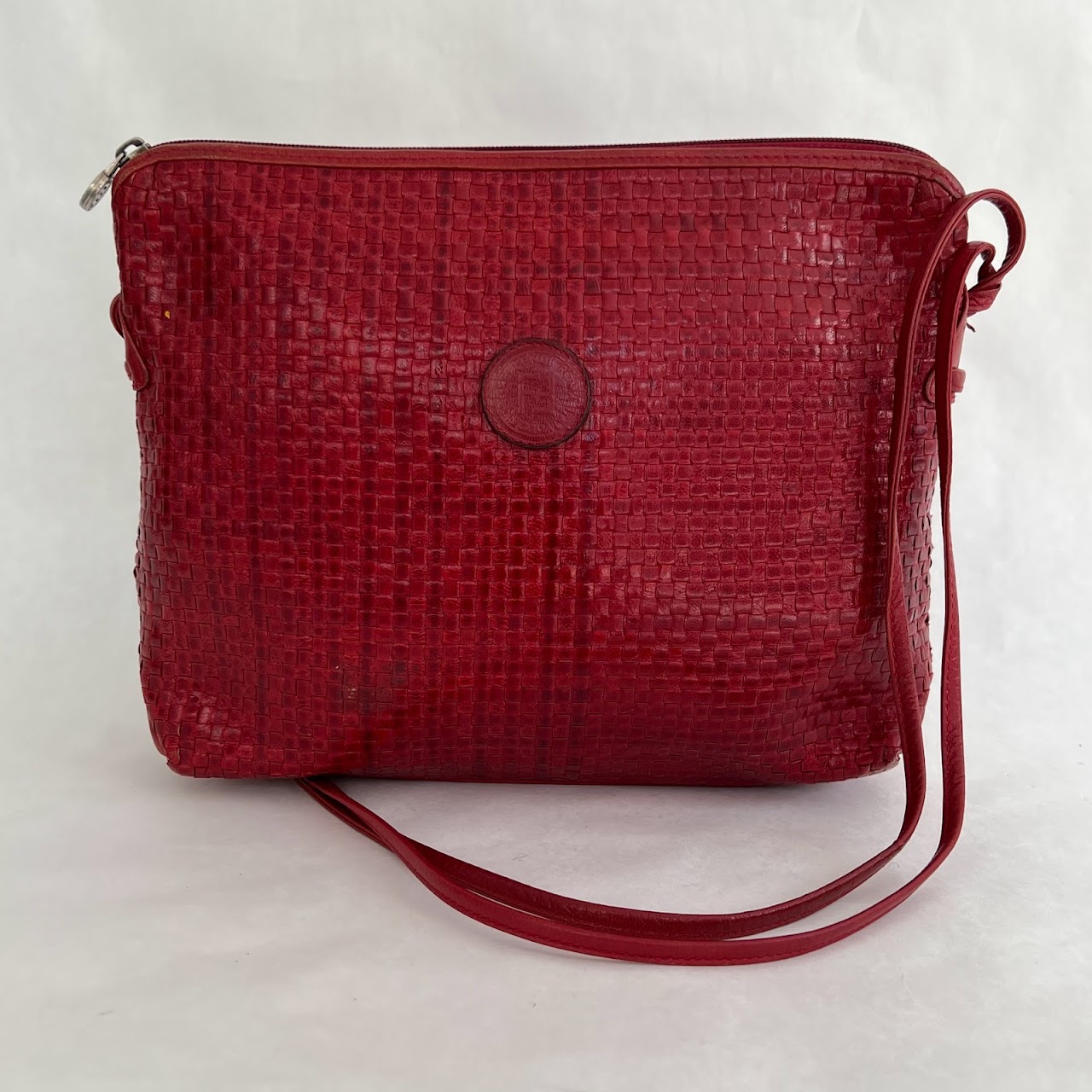 Fendi Red Woven Leather Shoulder Bag