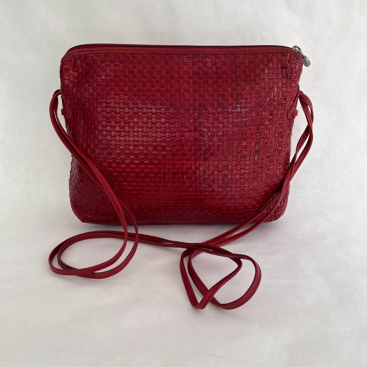 Fendi Red Woven Leather Shoulder Bag