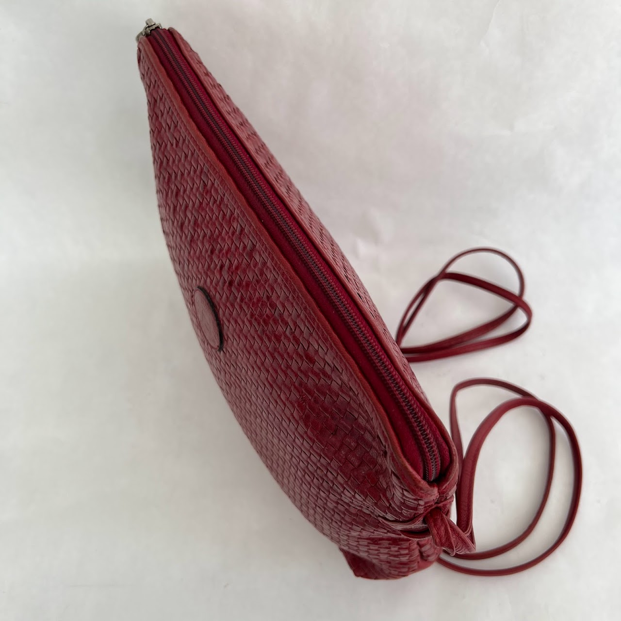 Fendi Red Woven Leather Shoulder Bag