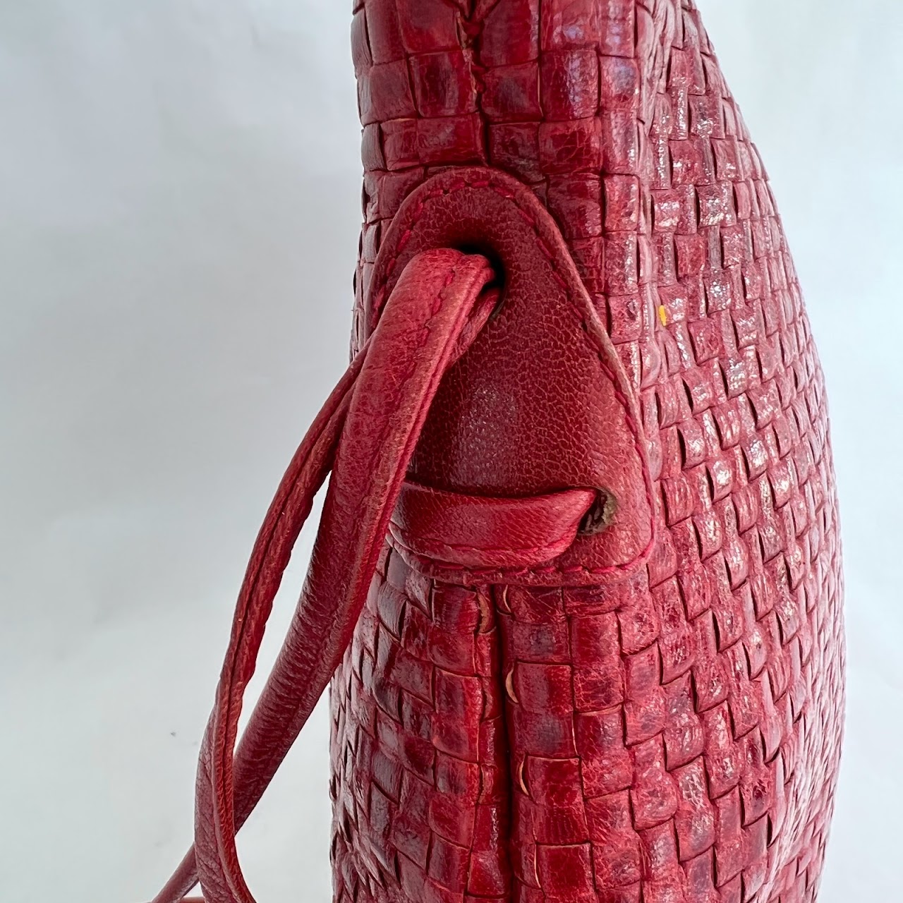 Fendi Red Woven Leather Shoulder Bag