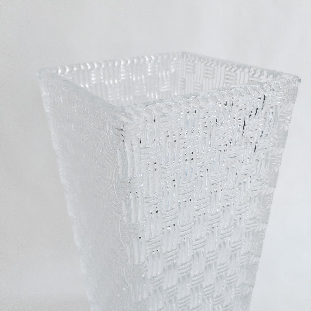 Tiffany & Co. Crystal Basket Weave Vase