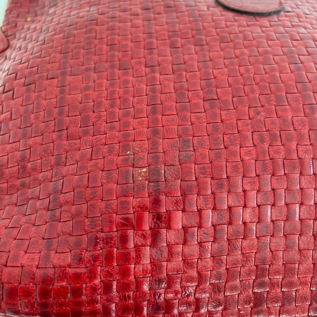 Fendi Red Woven Leather Shoulder Bag