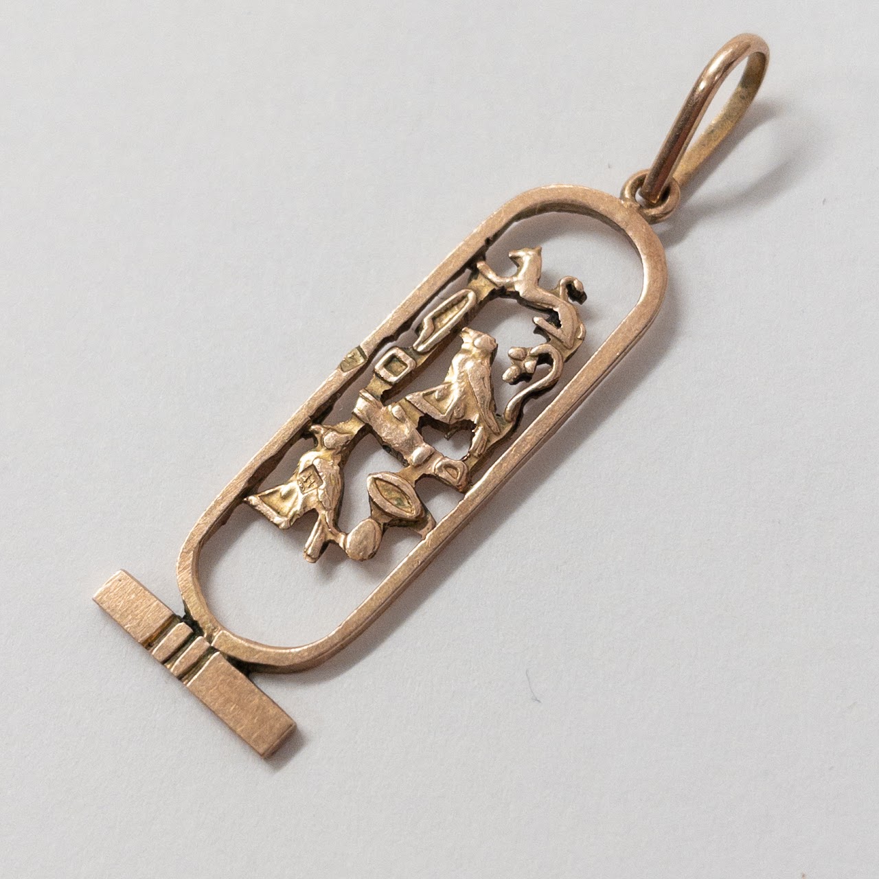 14K Gold Cartouche Pendant