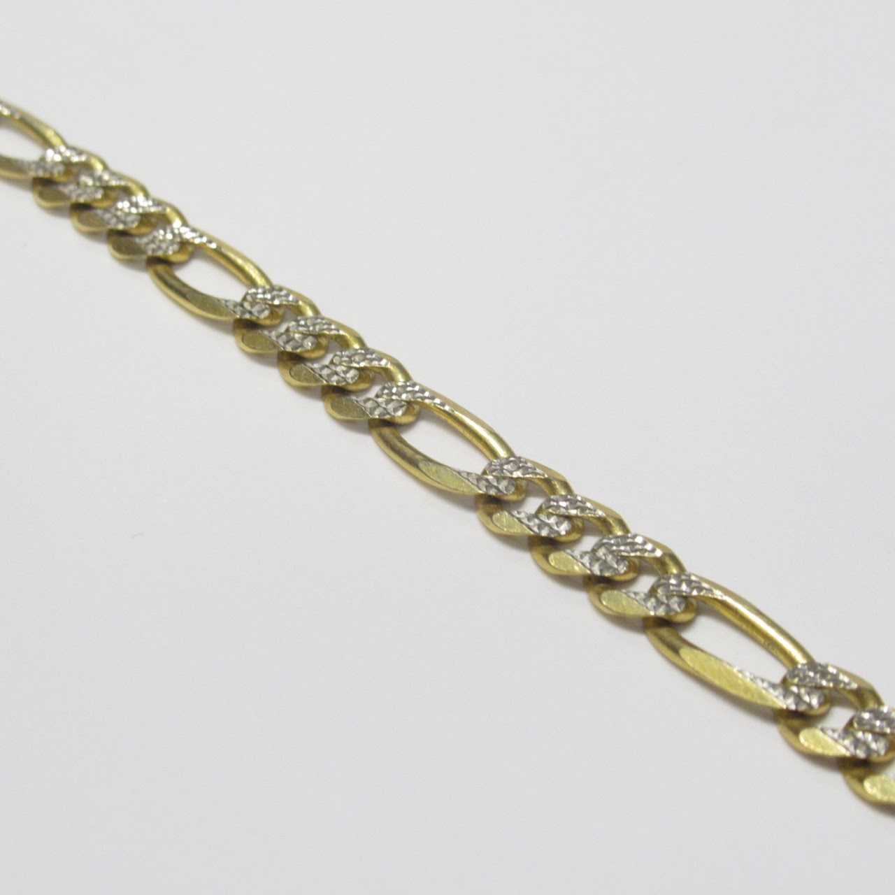 14K Yellow & Etched White Gold Chain Bracelet