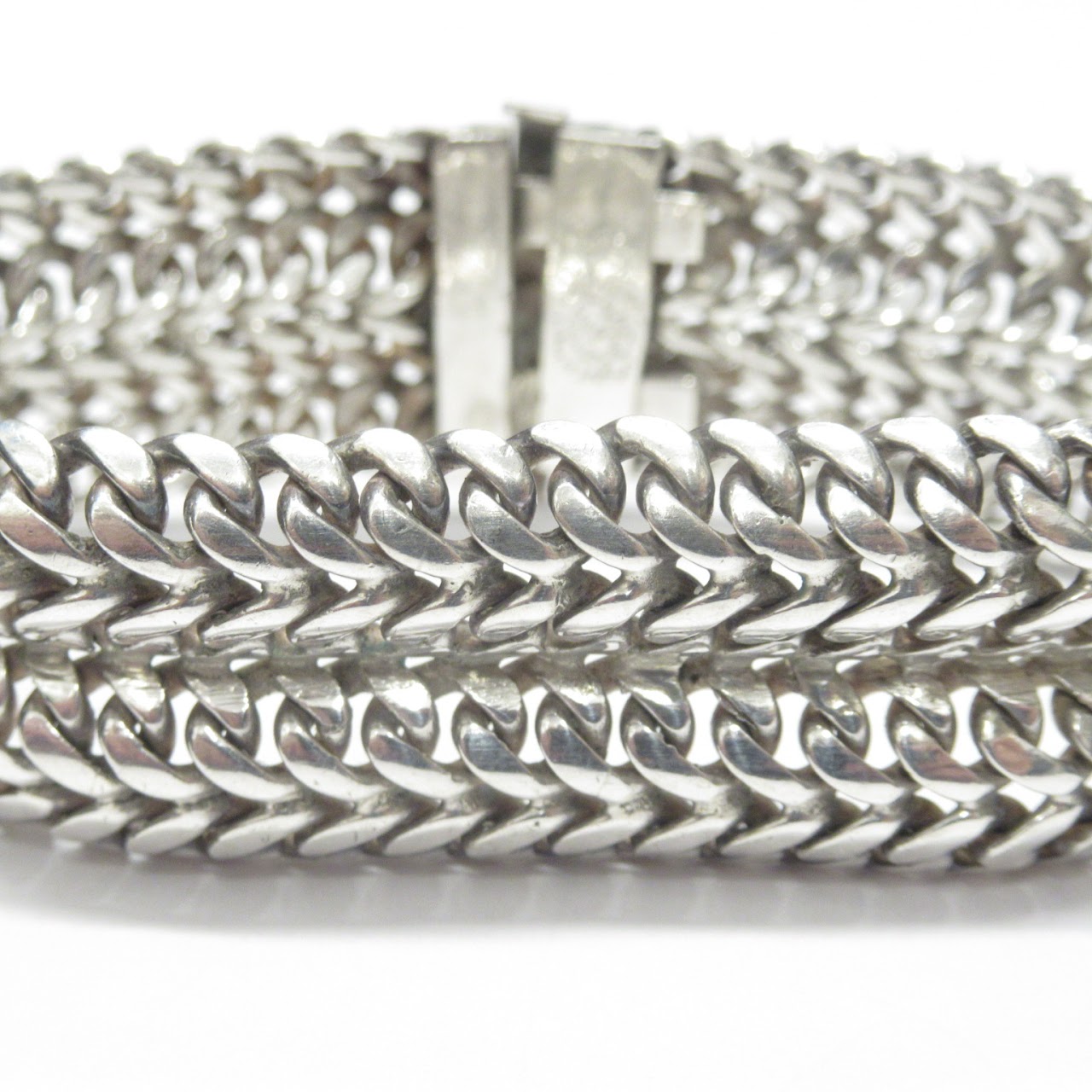 Sterling Silver Mexican Linked Chain Bracelet