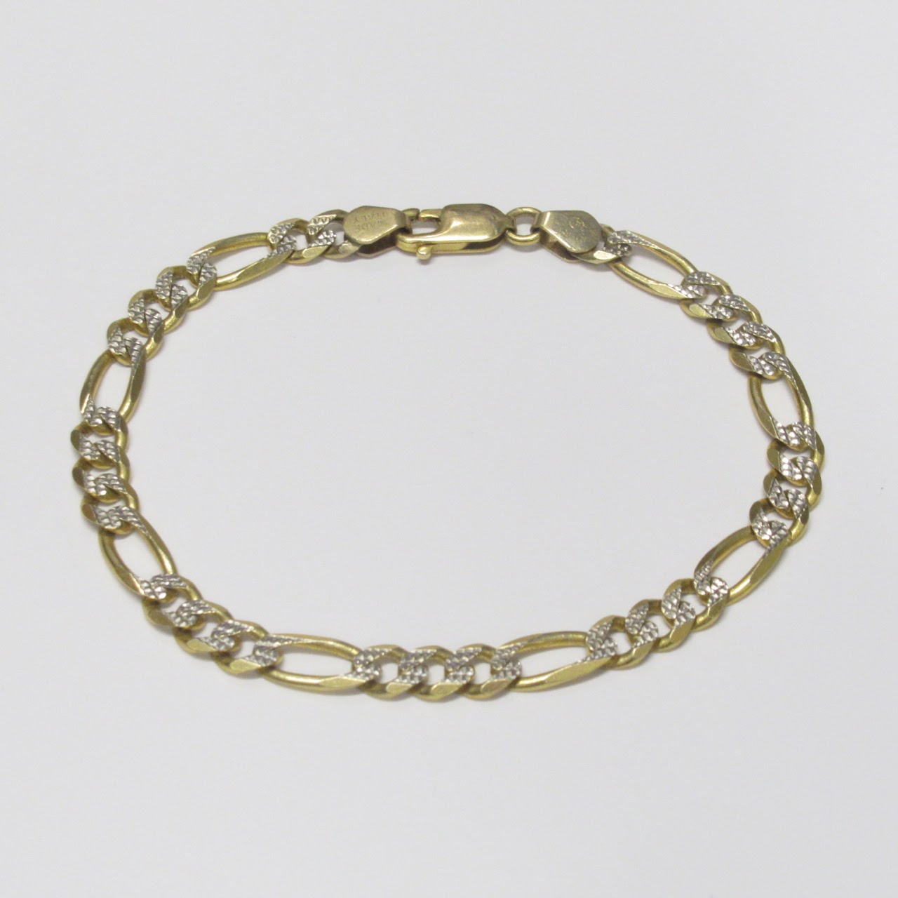 14K Yellow & Etched White Gold Chain Bracelet