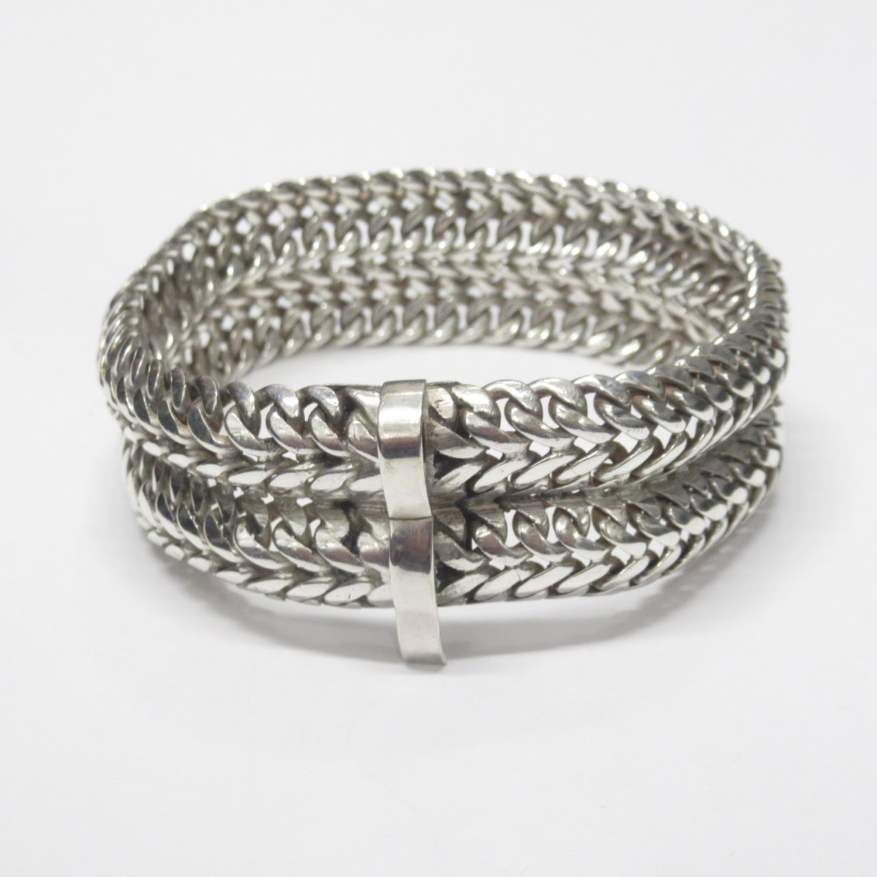 Sterling Silver Mexican Linked Chain Bracelet