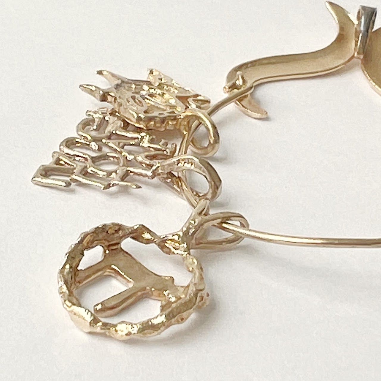 14K Gold Three Charm Pendant