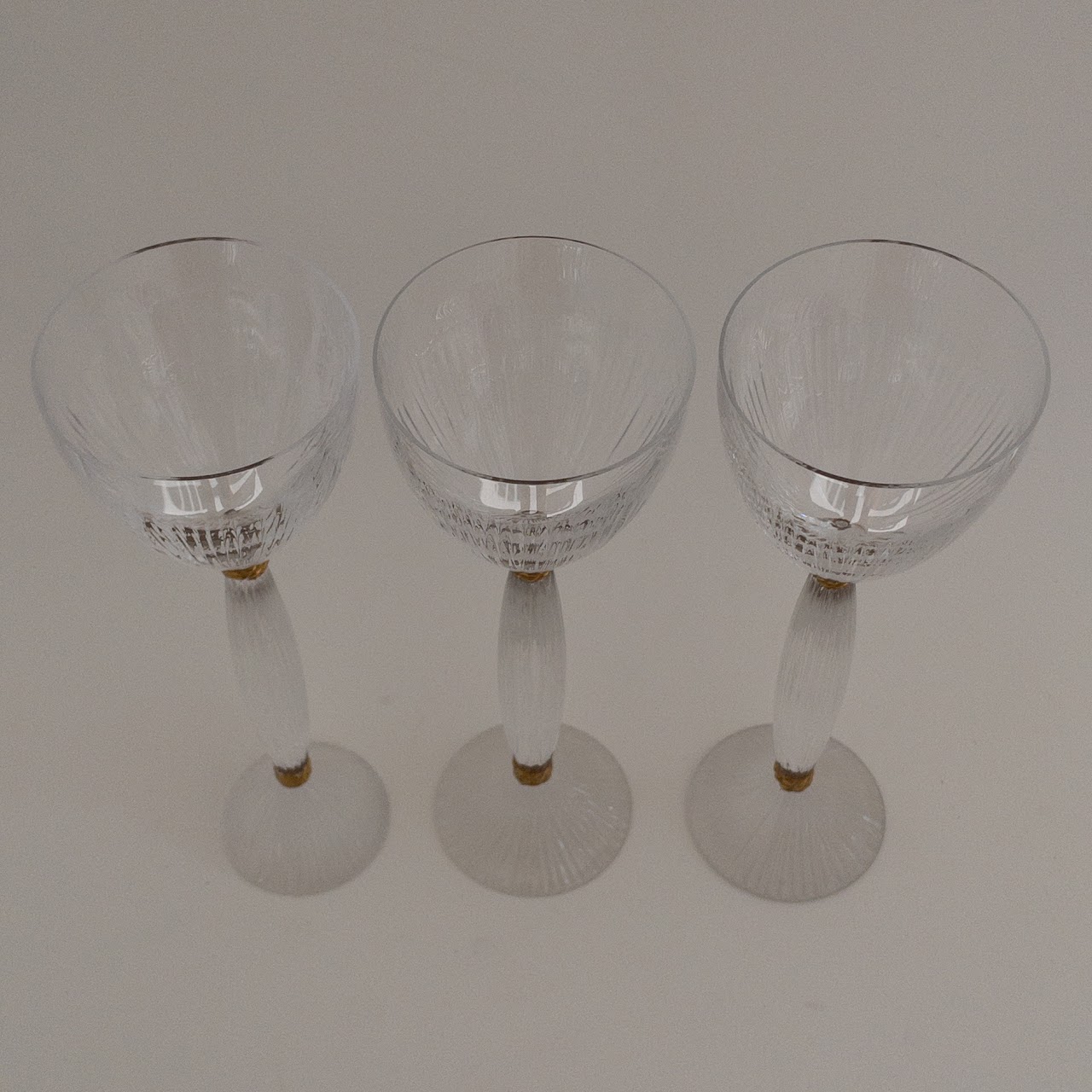 Hermès Gilded Crystal Wine Glass Trio