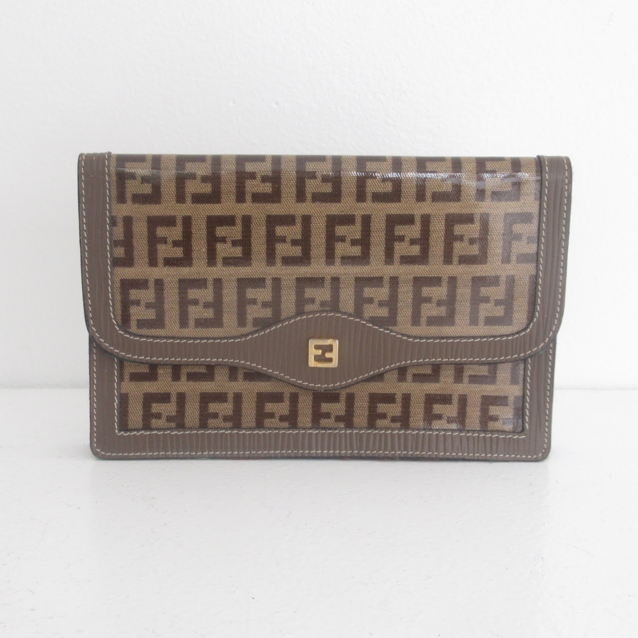 Fendi Striped Fold Over Clutch