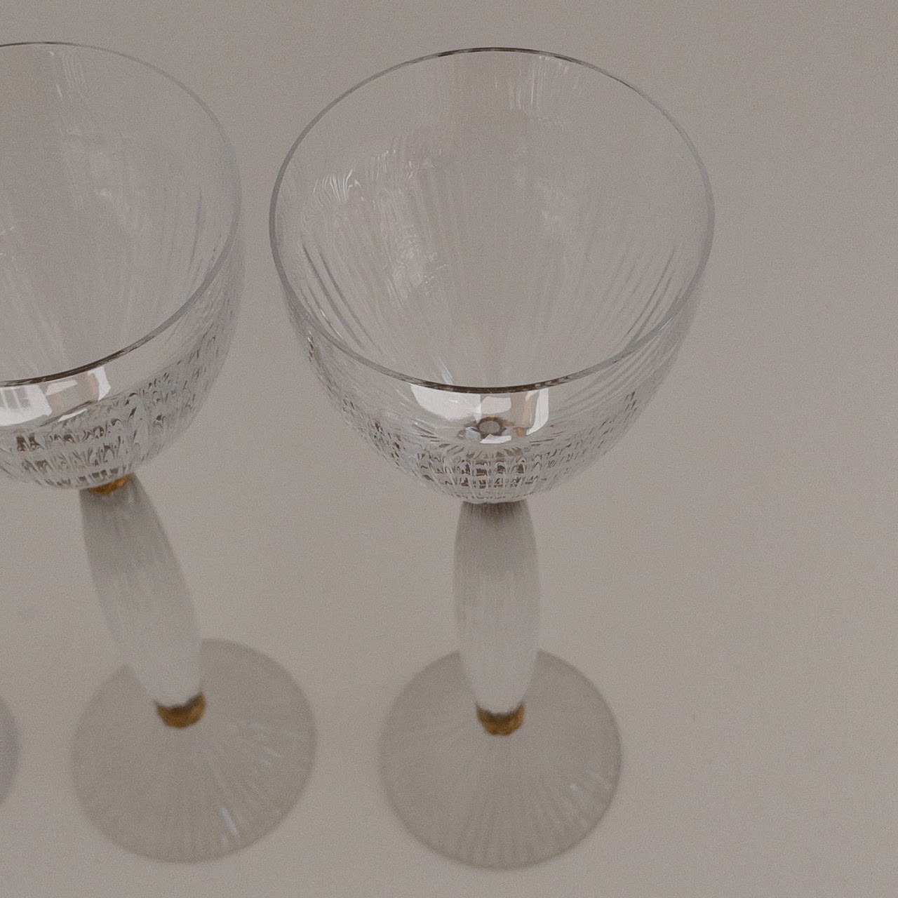 Hermès Gilded Crystal Wine Glass Trio