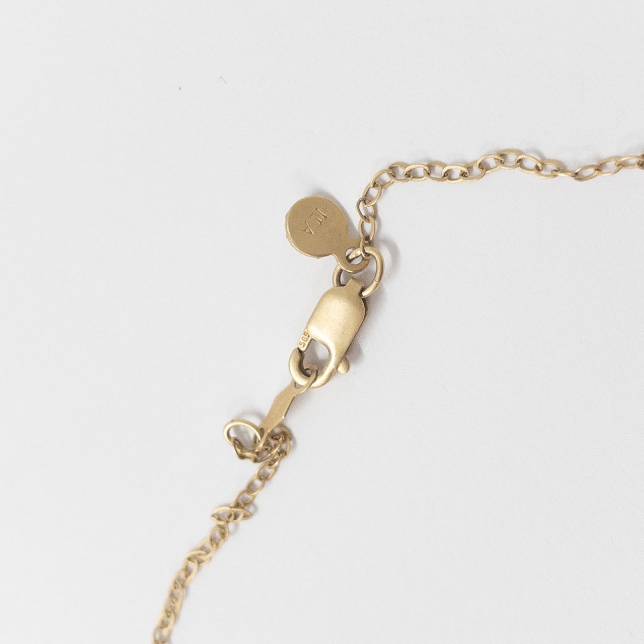 14K Gold Chain with Metal, Diamond & Clear Stone Locket Pendant