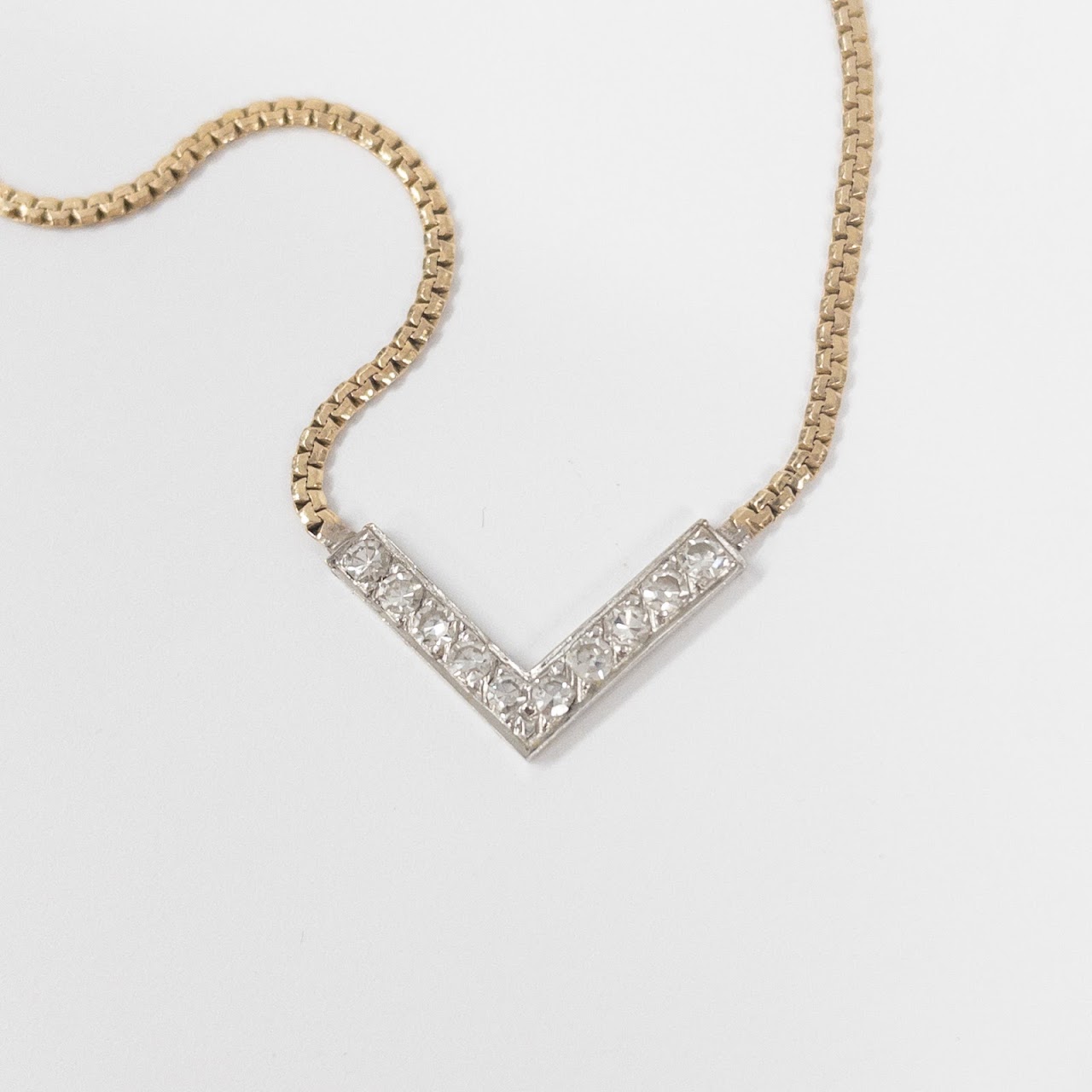 14K Yellow & White Gold Diamond Necklace