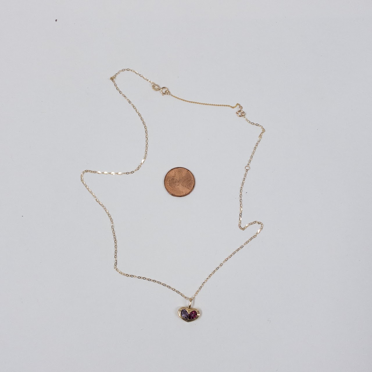 10K Gold Necklace and Heart Shaped Pendant