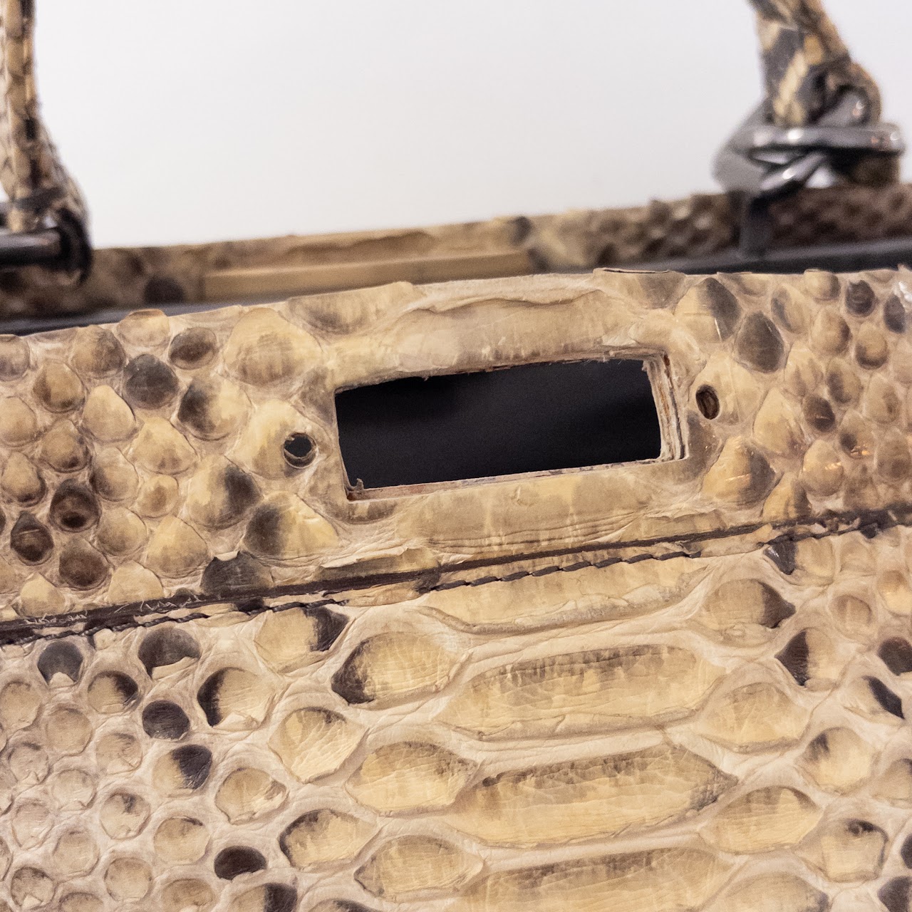 Fendi Python Frame Top Turnlock Shoulder Bag