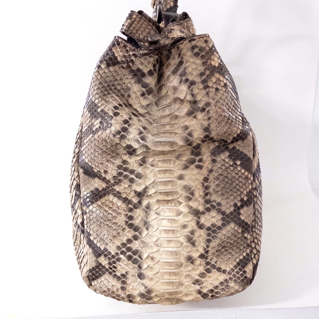 Fendi Python Frame Top Turnlock Shoulder Bag