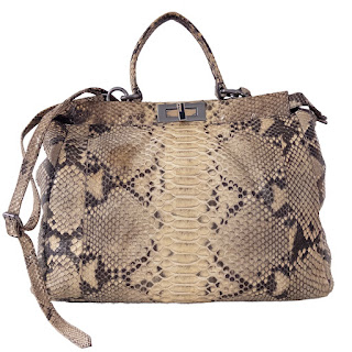 Fendi Python Frame Top Turnlock Shoulder Bag