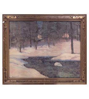 Bickerstaff Signed Winter Landscape Oil Painting