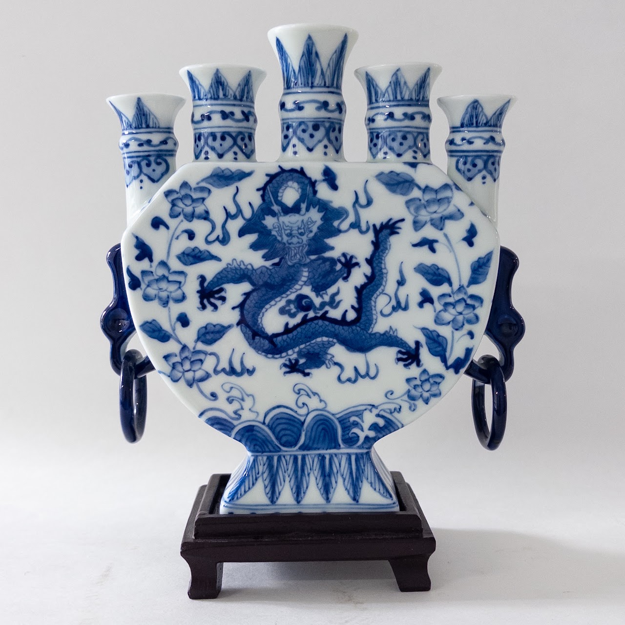 Chinese Porcelain Blue Dragon Tulip Vase