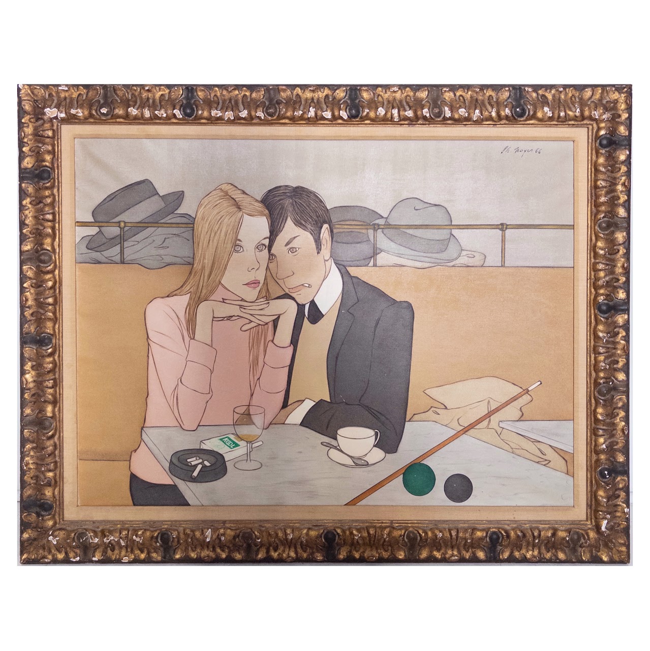 Philippe Henri Noyer 'McGuirr's Billiards, la Banquette' Signed Oil Painting, 1966