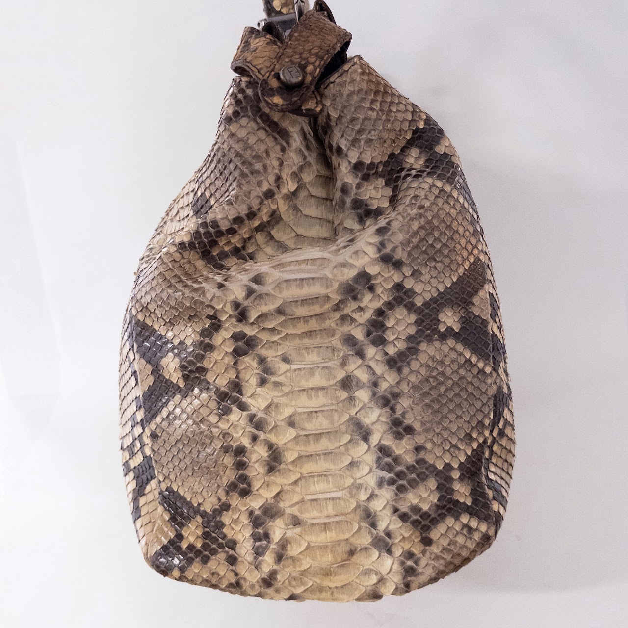 Fendi Python Frame Top Turnlock Shoulder Bag