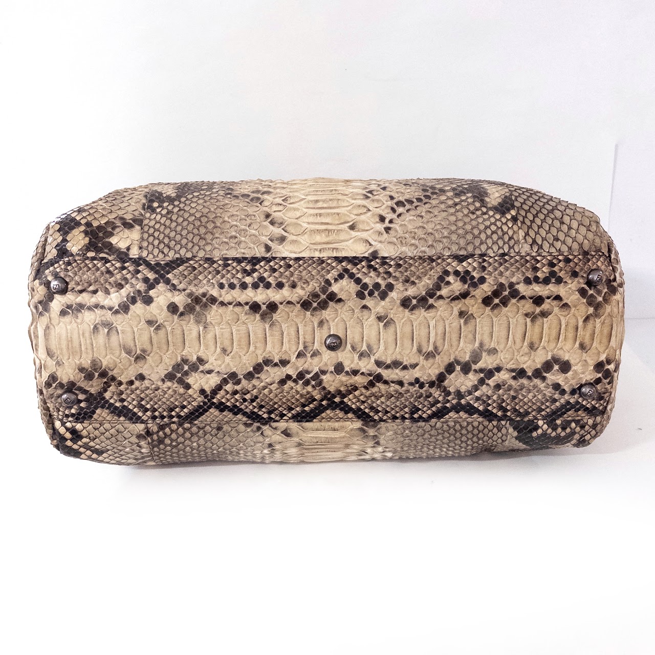 Fendi Python Frame Top Turnlock Shoulder Bag