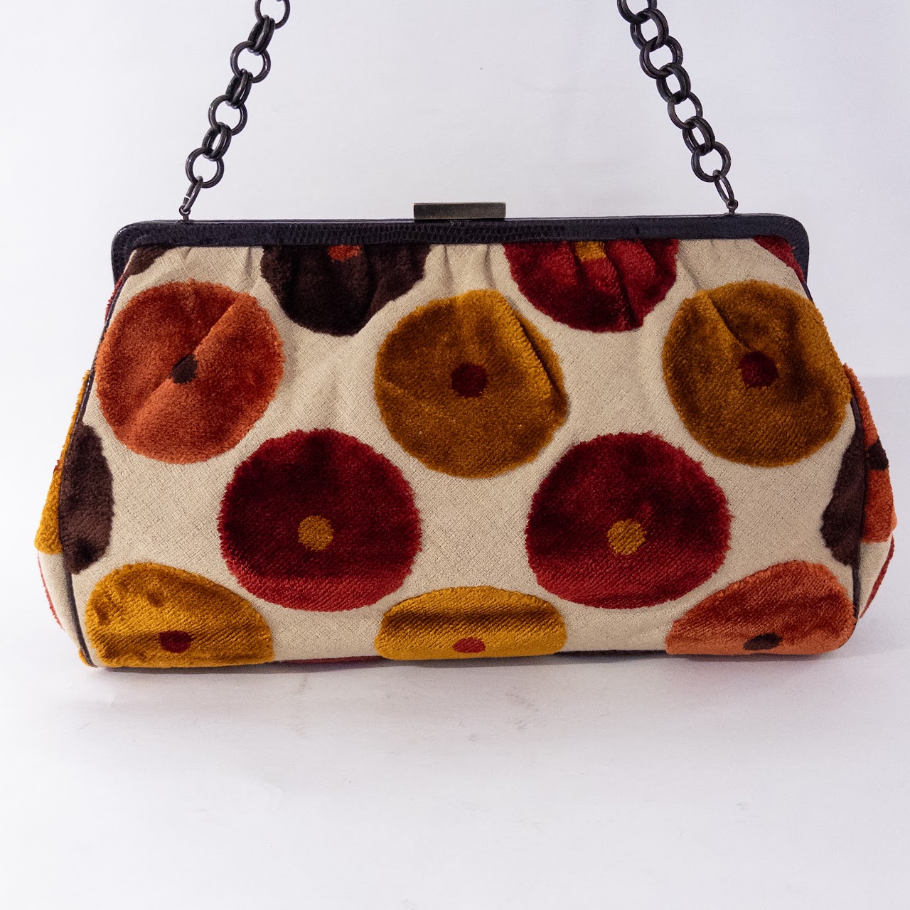 Darby Scott Chenille and Lizard Frame Handbag