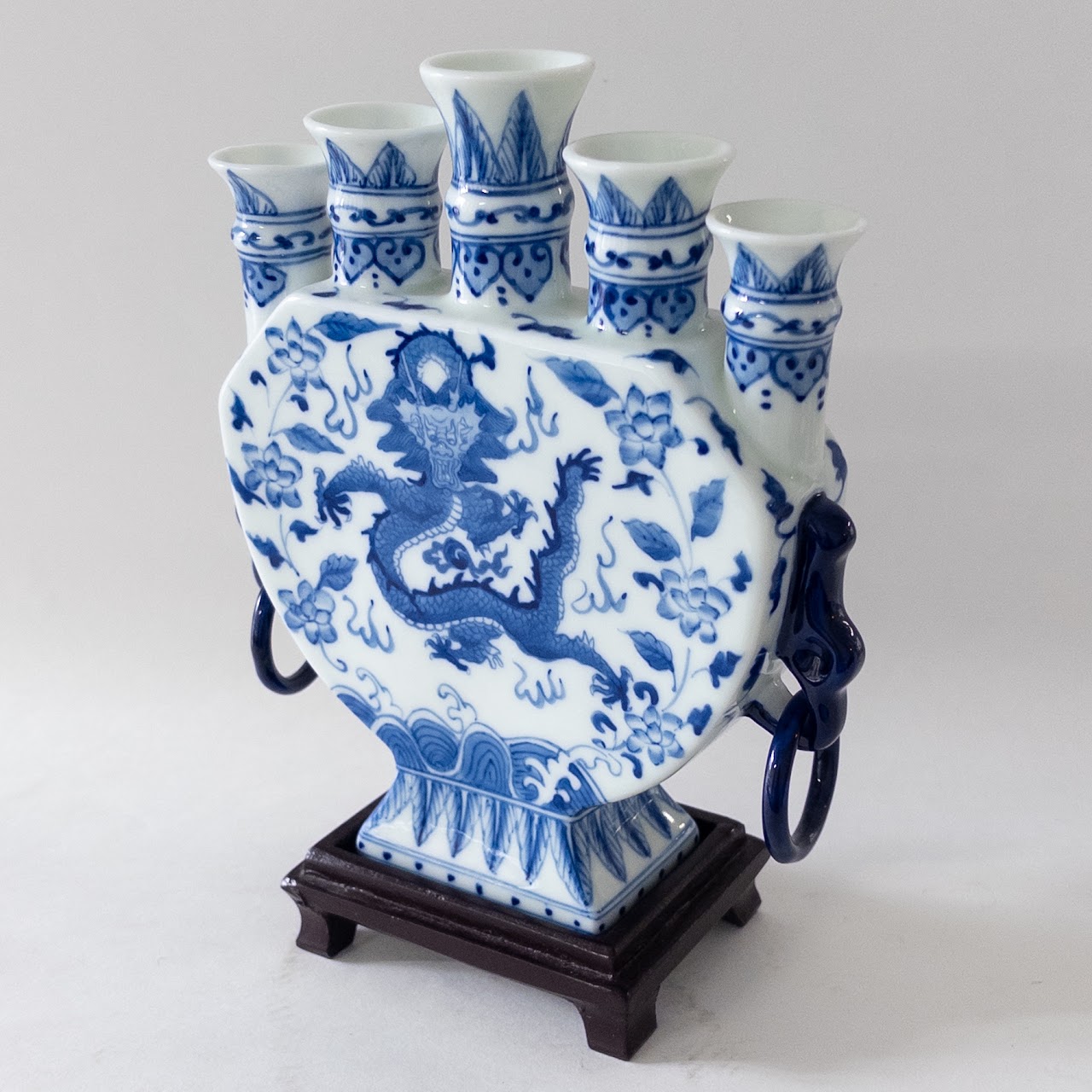 Chinese Porcelain Blue Dragon Tulip Vase