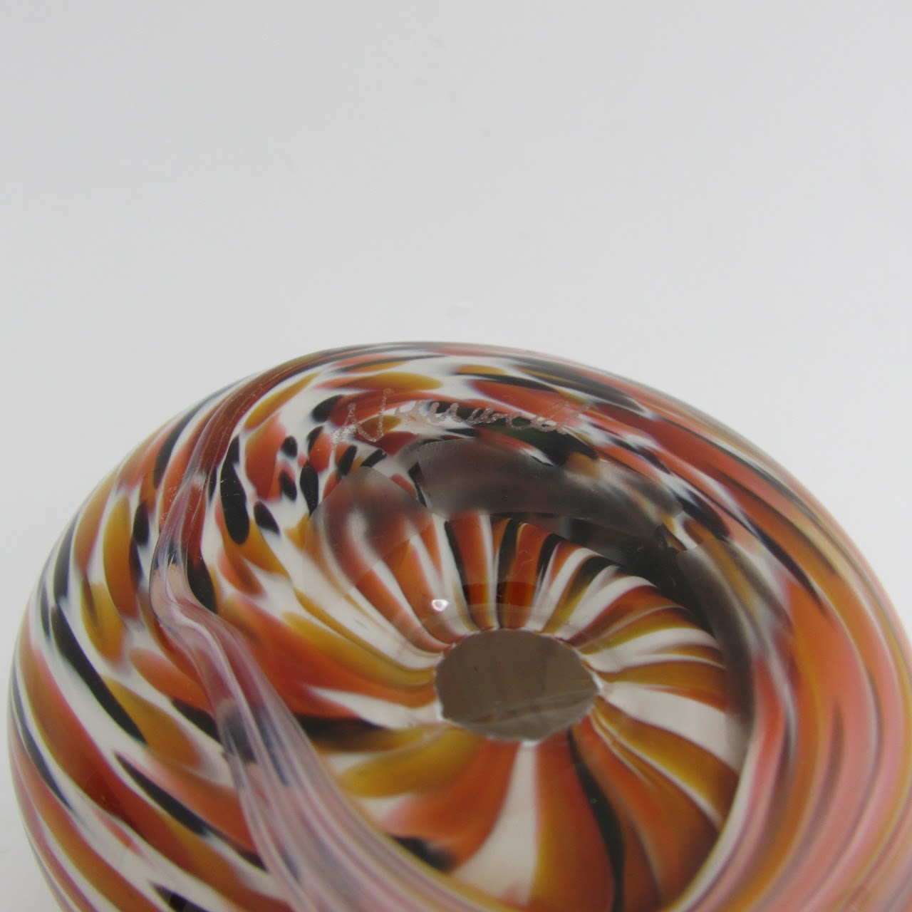 Sleeping Fox Signed Blown Glass Paperweight