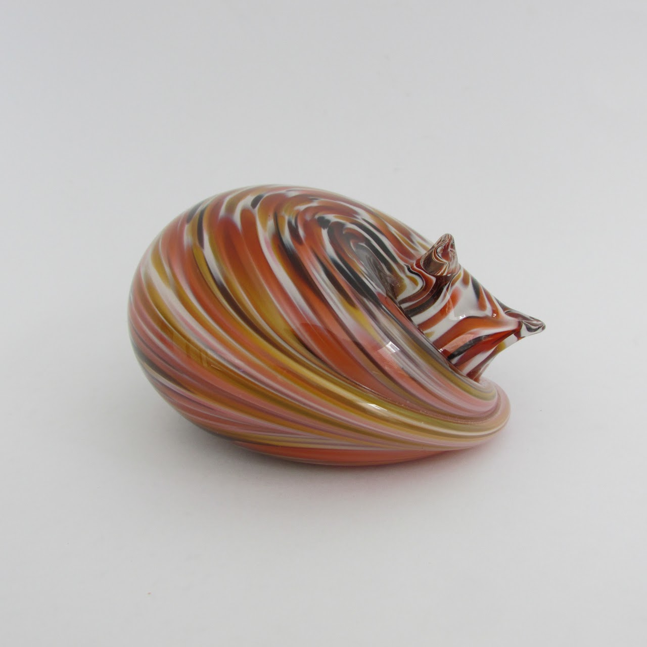 Sleeping Fox Signed Blown Glass Paperweight