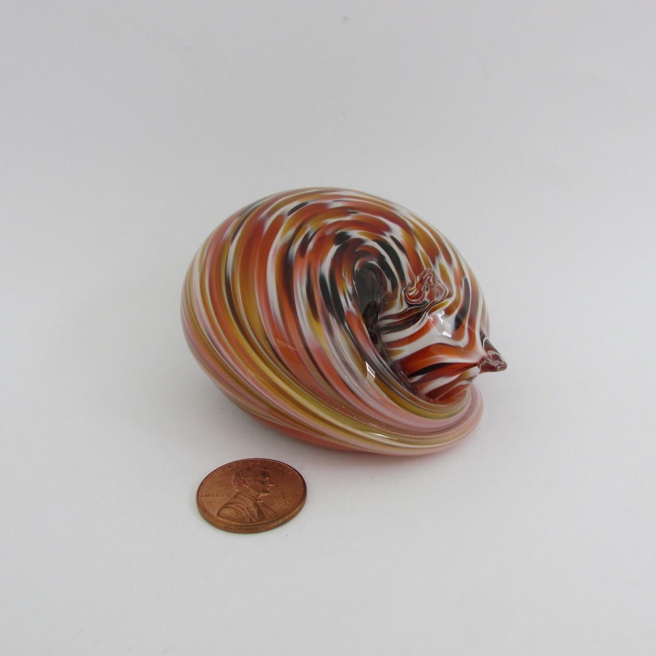 Sleeping Fox Signed Blown Glass Paperweight