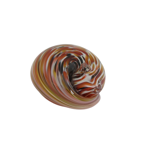 Sleeping Fox Signed Blown Glass Paperweight