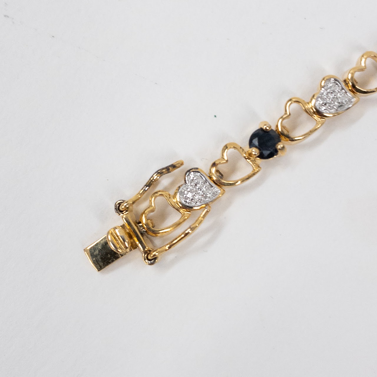 18K Gold Plated Sterling Silver, Sapphire and Diamond Bracelet