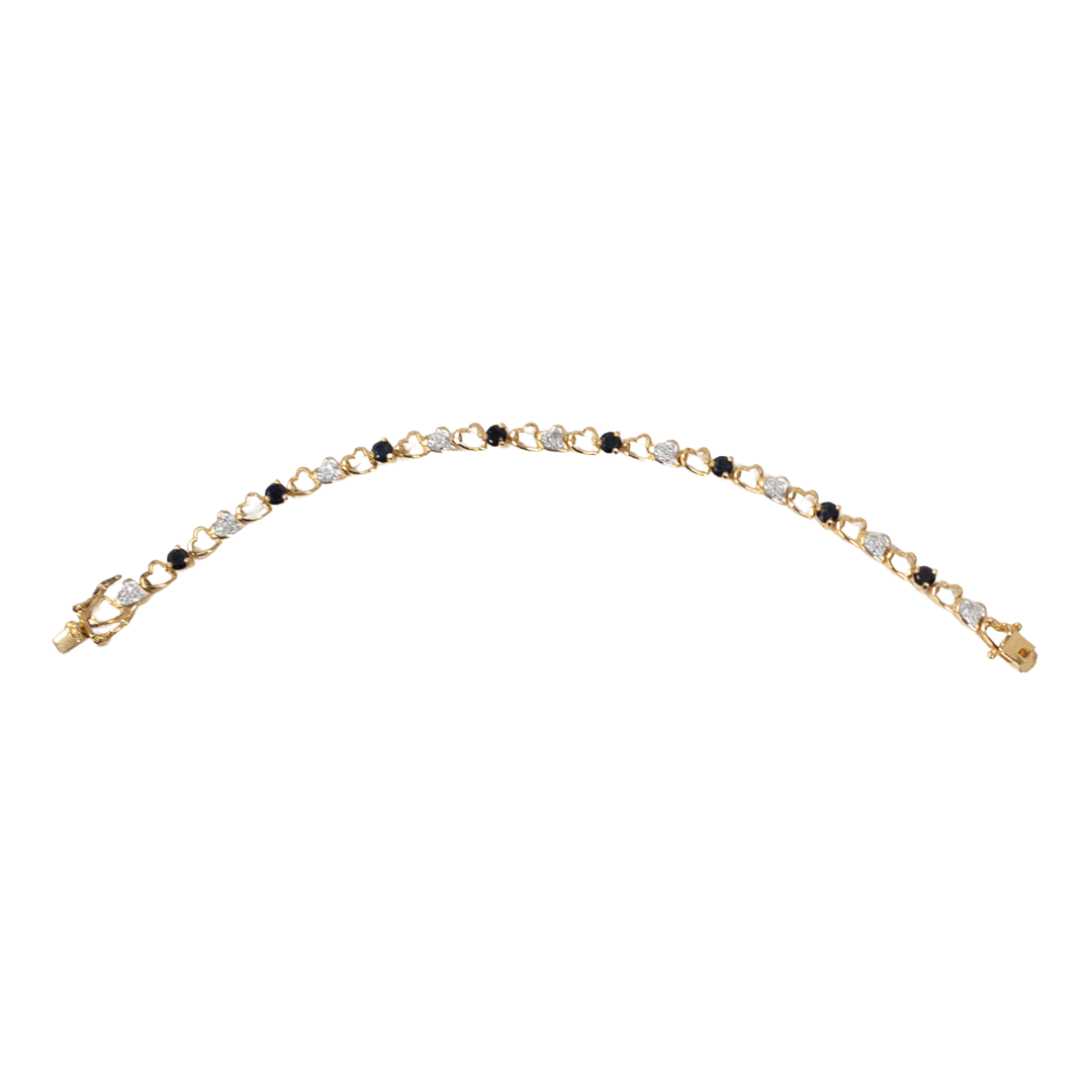 18K Gold Plated Sterling Silver, Sapphire and Diamond Bracelet