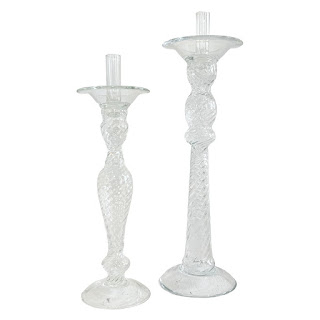 Large Blown Glass Candleholder Duo