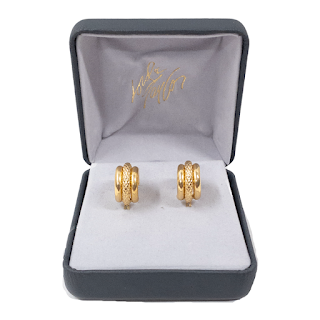 14K Gold Lord & Taylor Decorative Banded Shrimp Curl Earrings