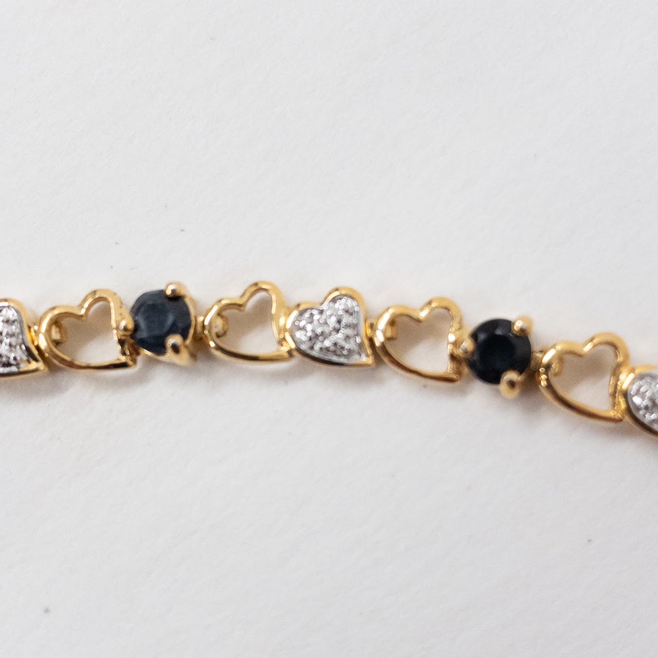 18K Gold Plated Sterling Silver, Sapphire and Diamond Bracelet