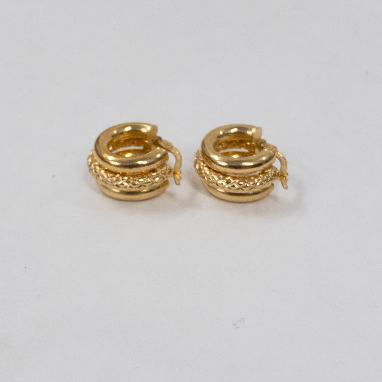 14K Gold Lord & Taylor Decorative Banded Shrimp Curl Earrings