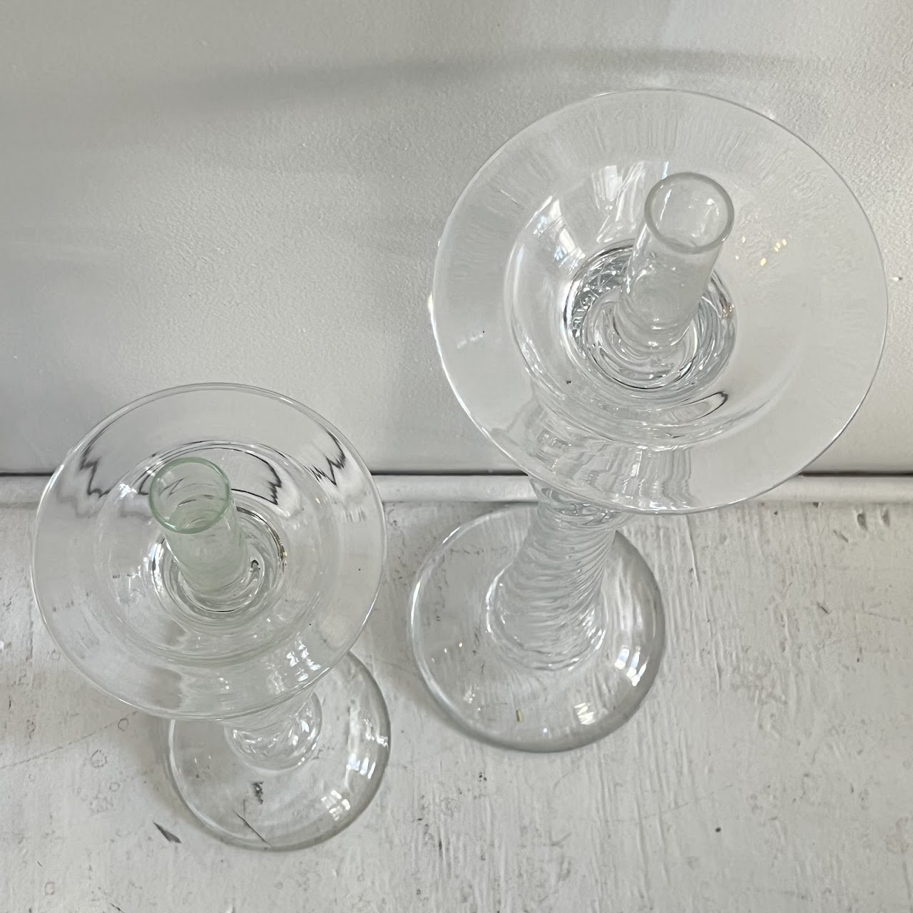 Large Blown Glass Candleholder Duo