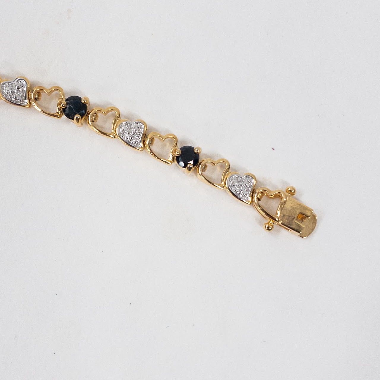 18K Gold Plated Sterling Silver, Sapphire and Diamond Bracelet