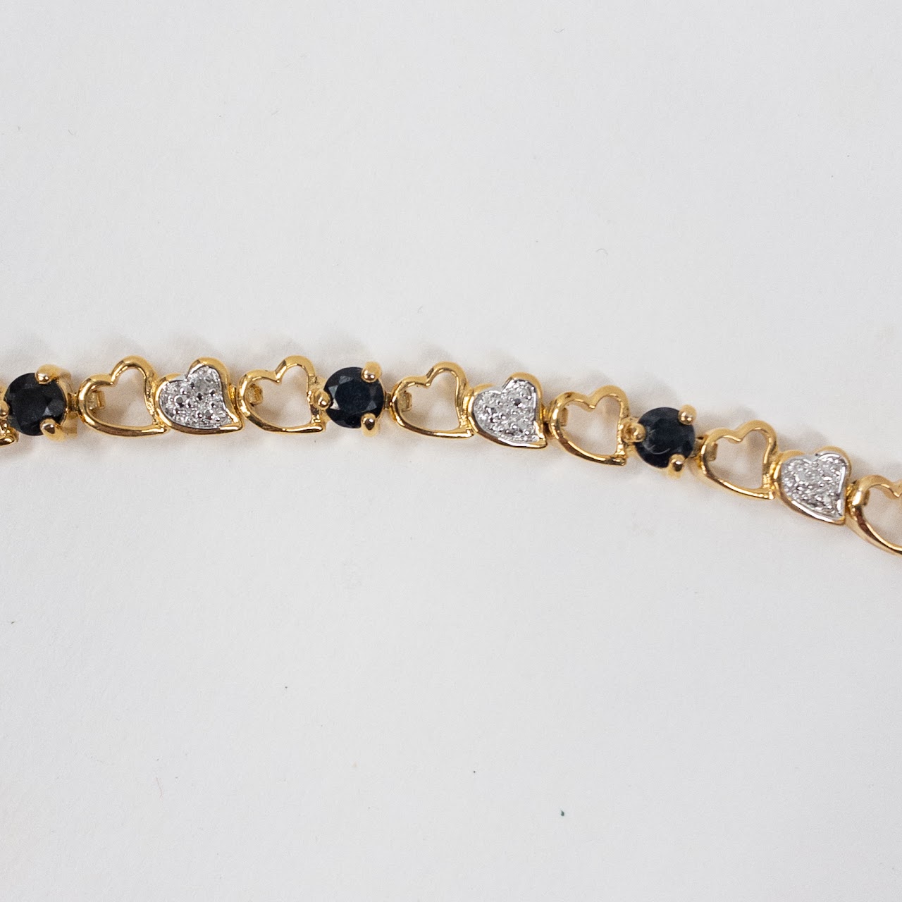 18K Gold Plated Sterling Silver, Sapphire and Diamond Bracelet