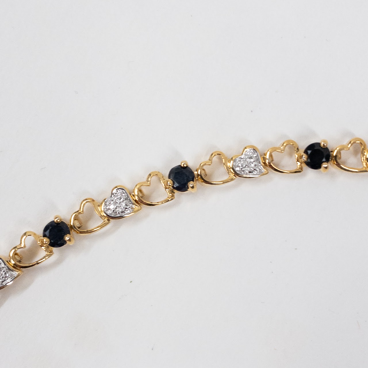 18K Gold Plated Sterling Silver, Sapphire and Diamond Bracelet