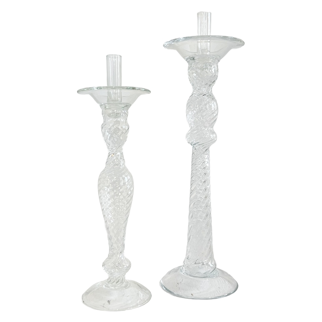 Large Blown Glass Candleholder Duo