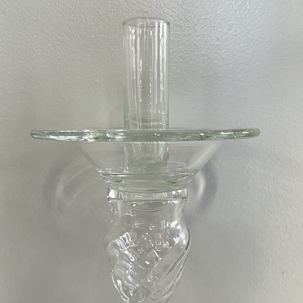 Large Blown Glass Candleholder Duo