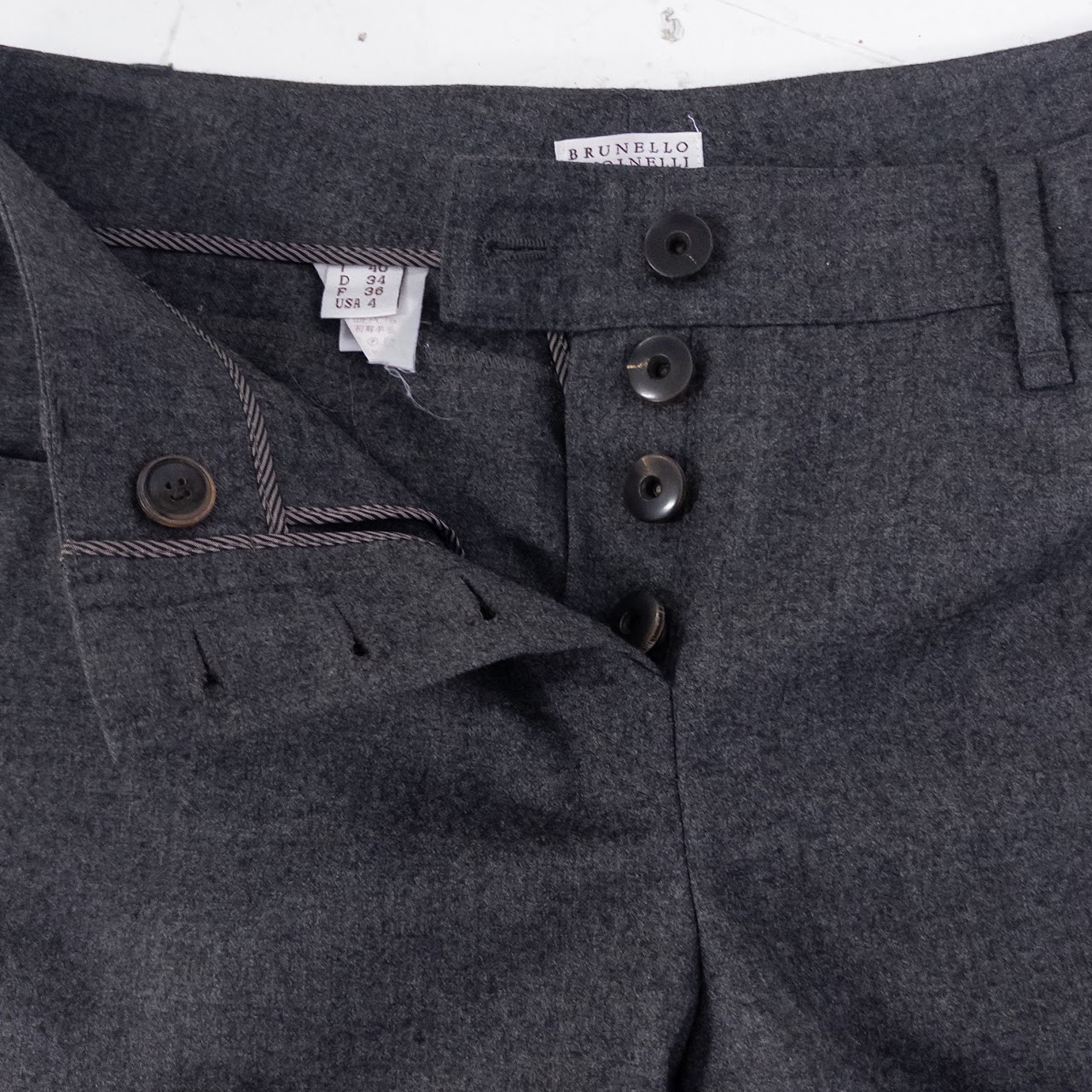 Brunello Cucinelli Charcoal Gray Virgin Wool Slacks