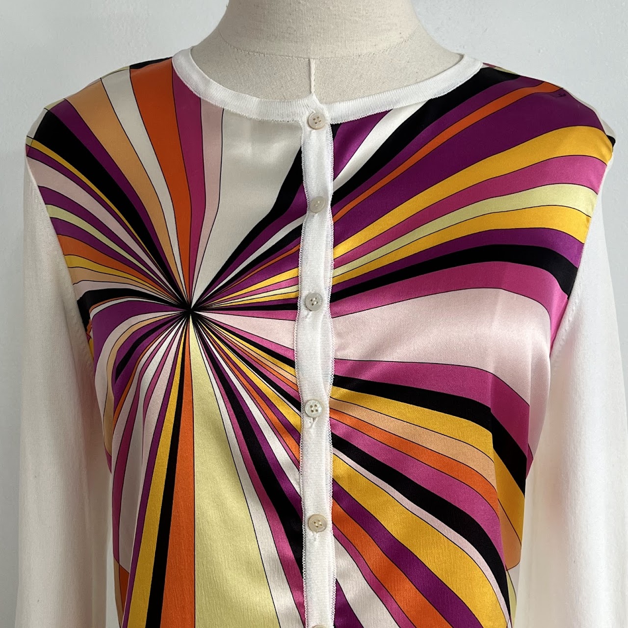 Emilio Pucci Silk Panel Button Front Blouse